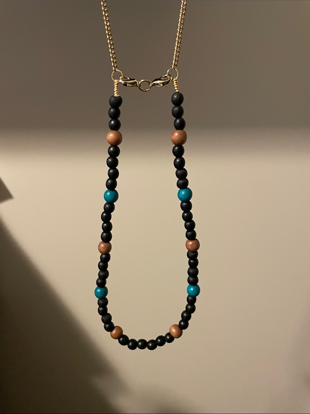 Wooden bead long length necklace